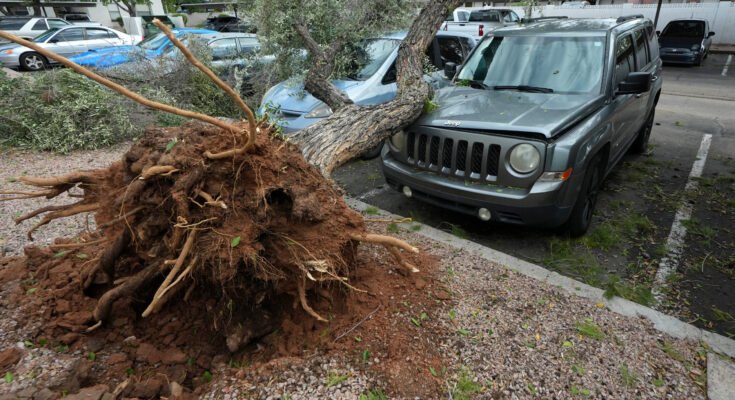 Phoenix was hit by hail and strong winds, damaging vehicles throughout the valley Phoenix was hit by hail and strong winds, damaging vehicles throughout the valley